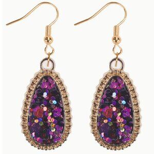 Teardrop Shaped Sequin Dangle Earrings NWT